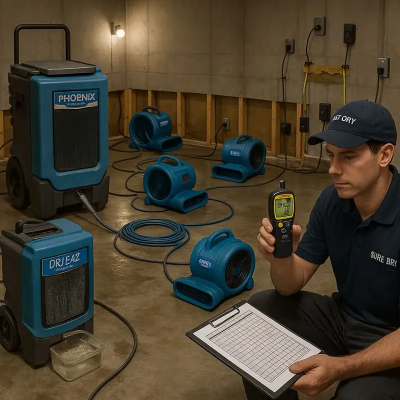 Structural Drying and Dehumidification process in Hamilton, TX